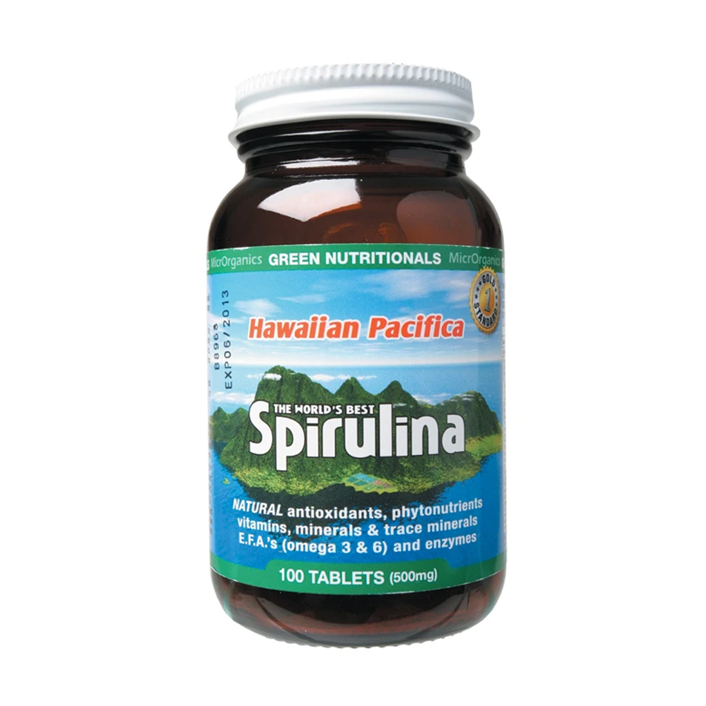 GREEN NUTRITIONALS Hawaiian Pacifica Spirulina Tablets (500mg) 200 Tabs ...